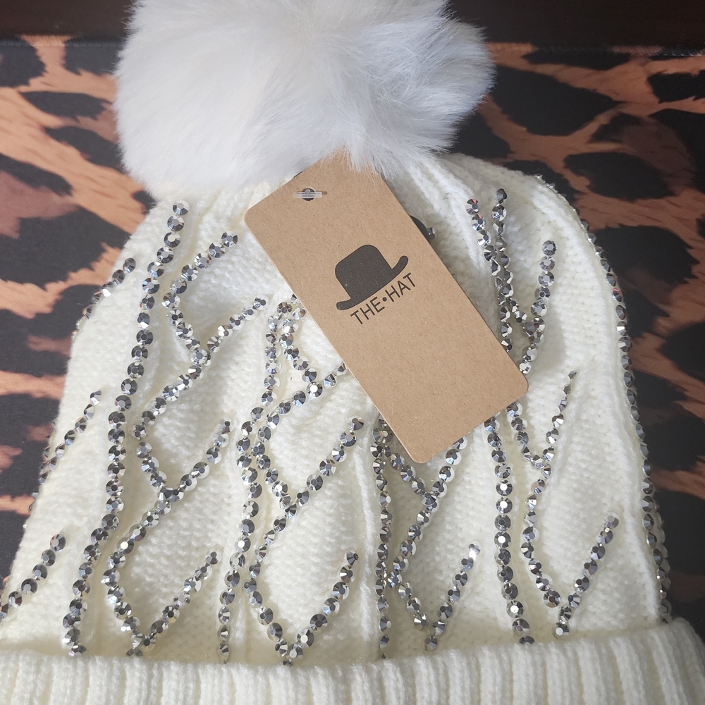 White Beanie with Silver Accents